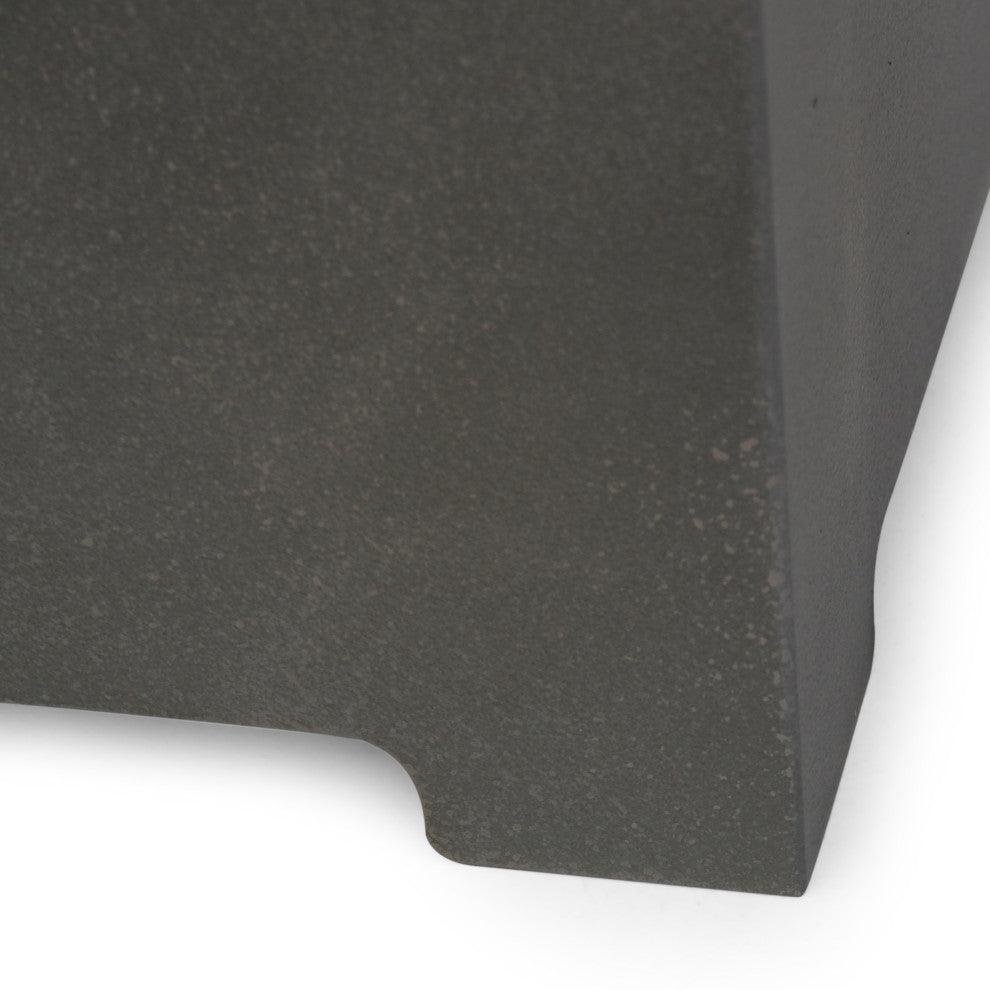 Jasmine Outdoor Metal Tank Holder Side Table, Concrete Finish