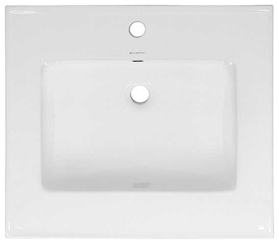 Ceramic Vanity Top 24" With Single Faucet Hole, Glossy White