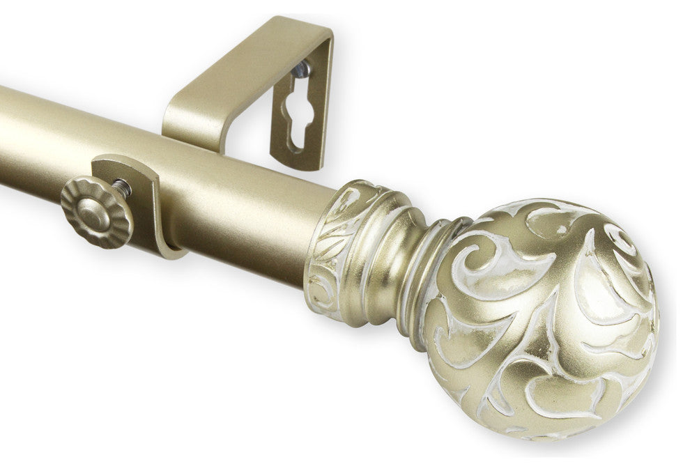 Swirl 1" Curtain Rod, Black, Gold, 160"-240"