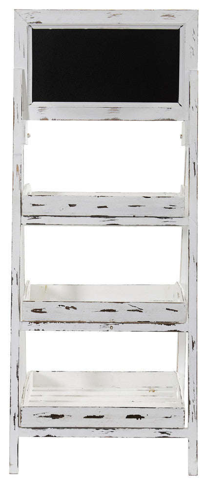 3' White Washed Farmhouse Stand with Chalkboard