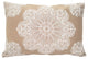 Mancini Medallion Embroidered 16x24 Throw Pillow, Coffee and Cream