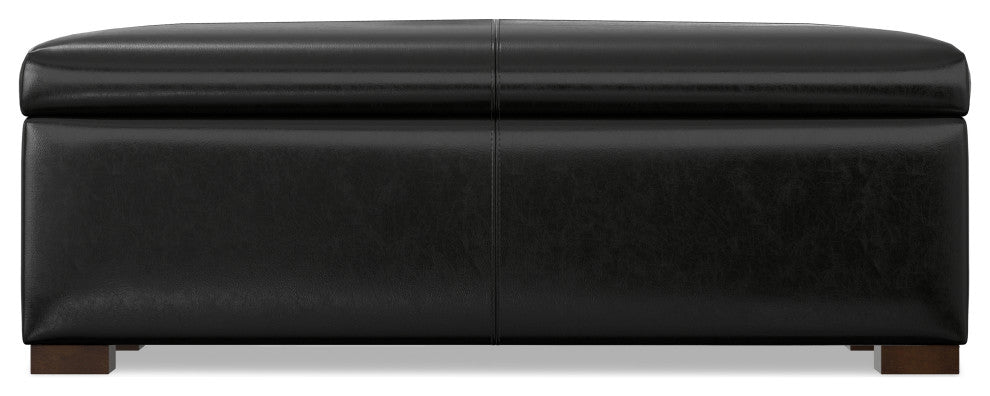 Gabbie Rectangular Storage Ottoman, Midnight Black