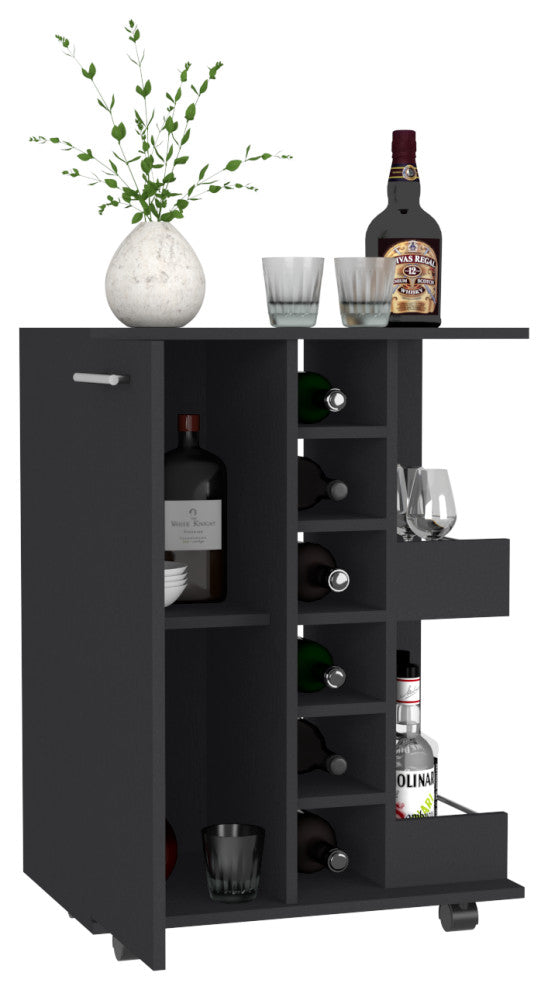 Bar Cart Wells, Living Room, Black