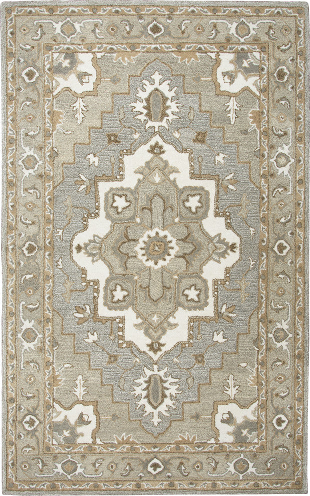 Rizzy Home Suffolk SK323A Gray Oriental Medallion Area Rug, Rectangular 8'x10'