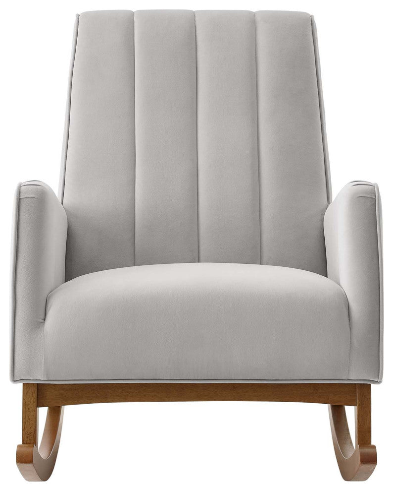 Accent Rocking Chair Armchair, Velvet, Gray, Modern, Lounge Hospitality