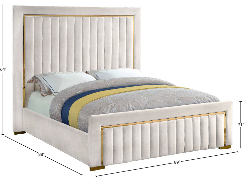 Dolce Velvet Upholstered Bed, Cream, King