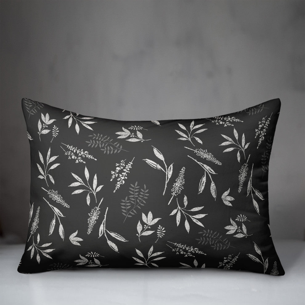 Gray Botanical Pattern 14x20 Spun Poly Pillow