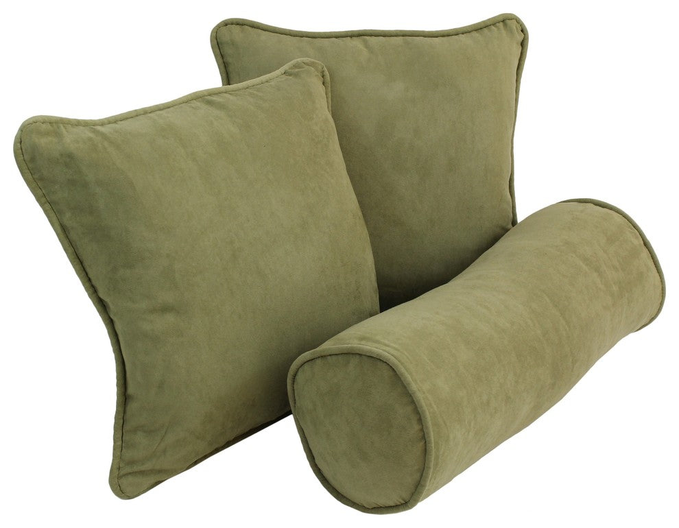 Solid Microsuede Throw Pillows With Inserts, 3-Piece Set, Sage Green
