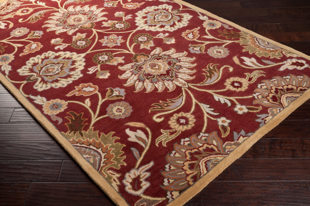 Surya Caesar CAE-1012 Traditional Area Rug, Burgundy, 3' x 12' Runner