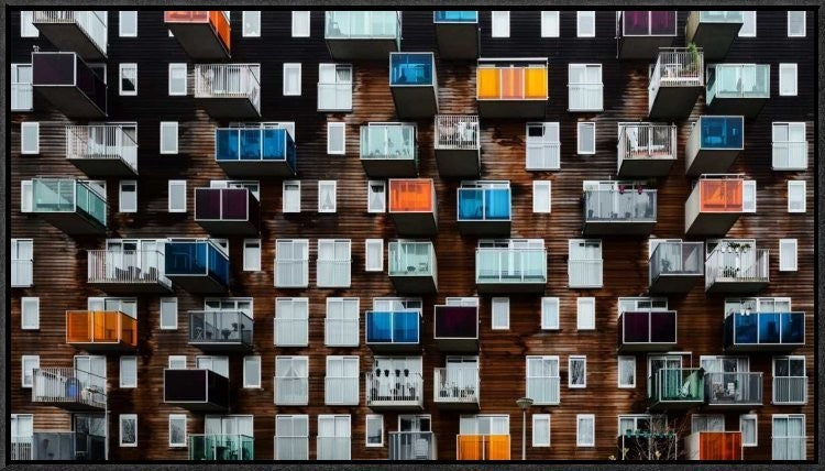 "Balconia" Framed Canvas Giclee by Pixxelpark, 31x18"
