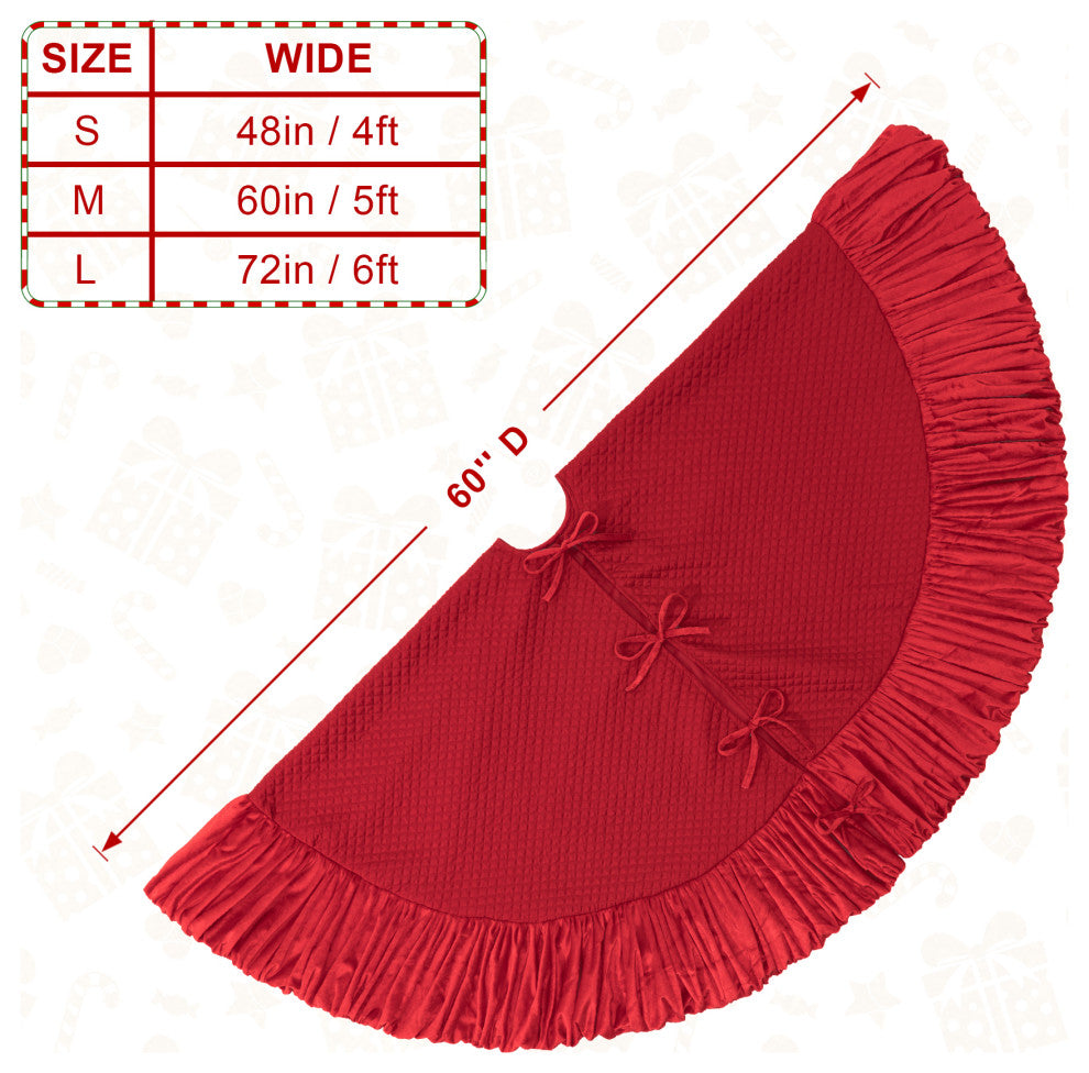 60"D Velvet Ruffled Christmas Tree Skirt