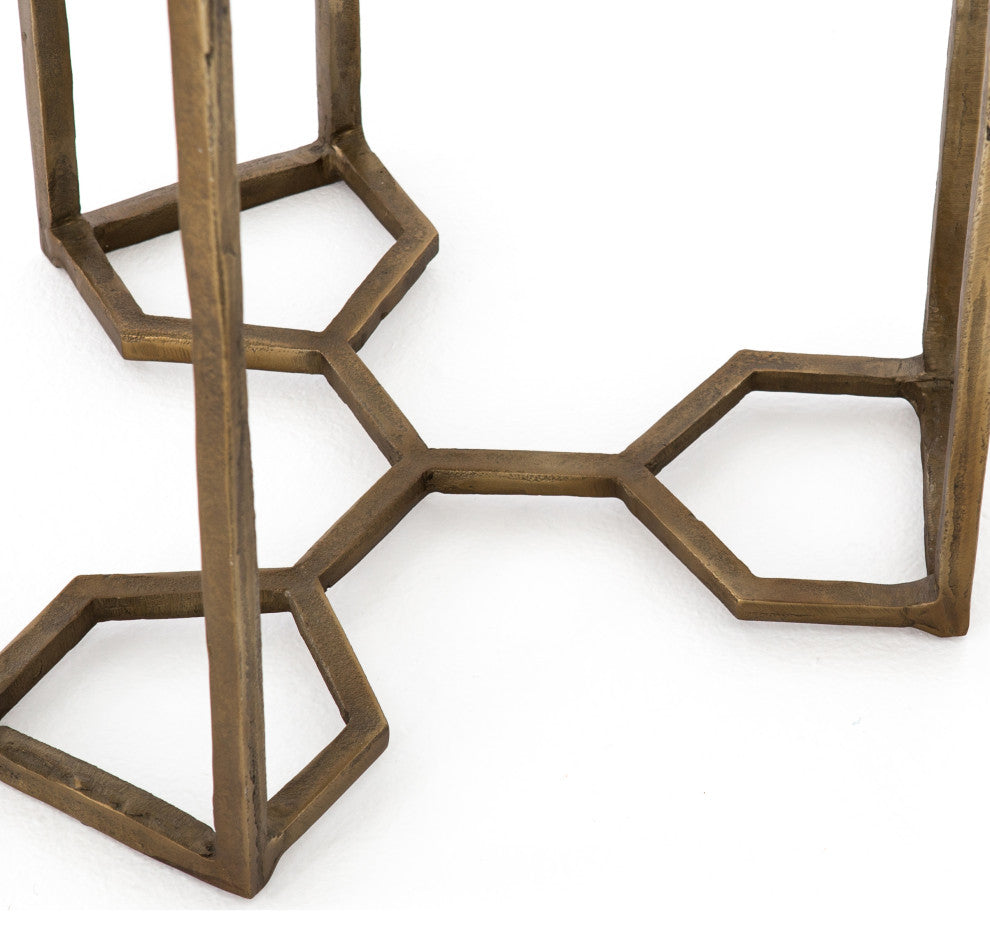Naomi Marble End Table-Raw Brass
