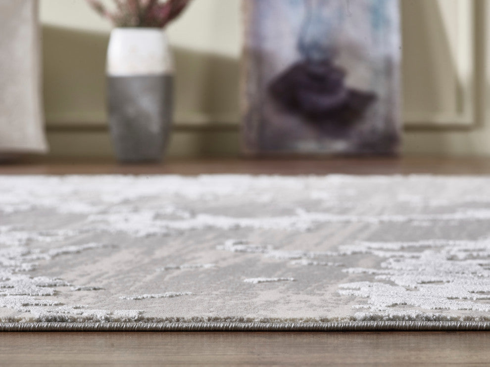 Abani Nova Nov130A Grey Beige Marble Textured Abstract Area Rug