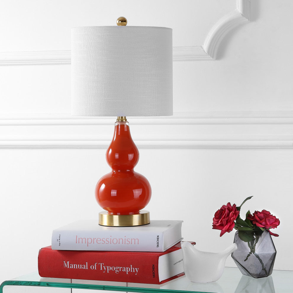 Anya 20.5" Mini Glass Table Lamp, Sunset Orange, Single