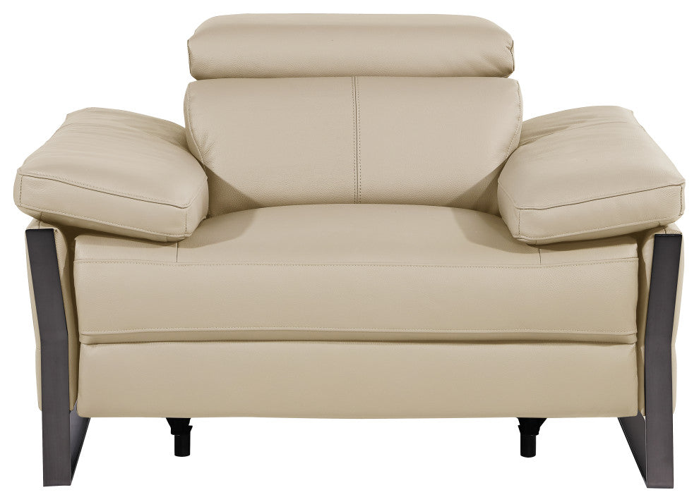 Antonio Italian Leather Power Reclining Arm Chair, Beige