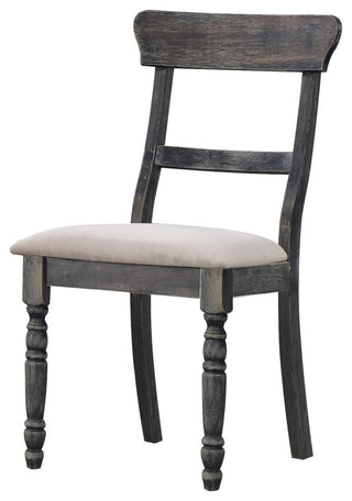 Wallace Light Brown Linen Side Chairs, Weathered Gray, Set of 2