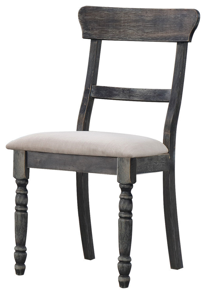 Wallace Light Brown Linen Side Chairs, Weathered Gray, Set of 2