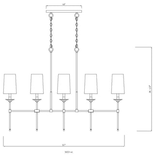 Emily Five Light Chandelier, Rubbed Brass