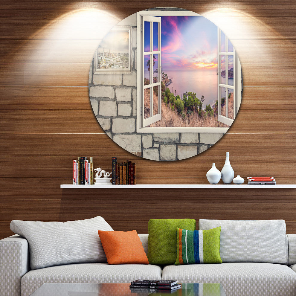 Window To Beautiful Stretch Of Land, Landscape Round Wall Art, 23"