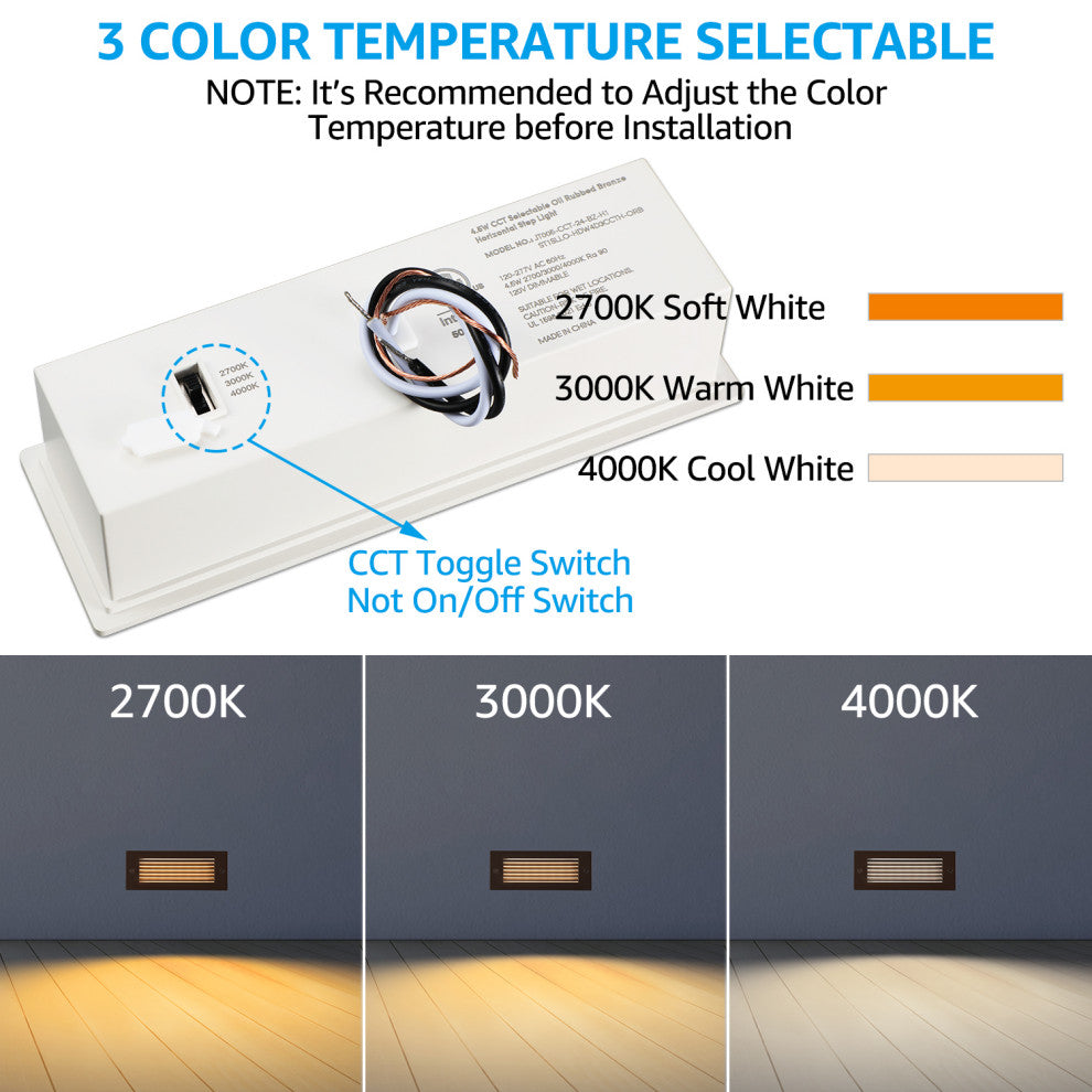 12-Pack Dimmable LED Step Lights 120-277V, 4.5W Stair Light, Oil Rubbed Bronze