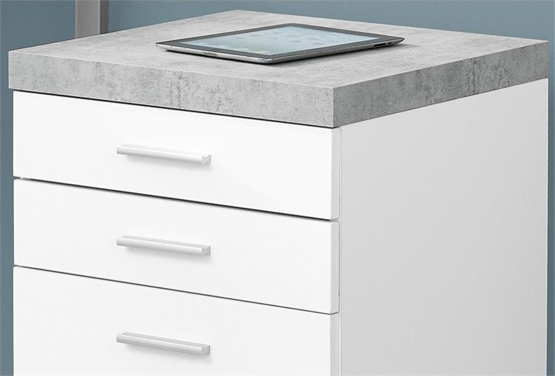 File Cabinet, Rolling Mobile, Storage Drawers, Printer Stand, Grey, White