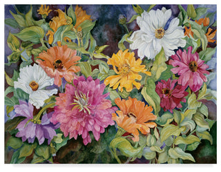 Joanne Porter 'Multi-Colored Zinnias' Canvas Art, 47"x35"
