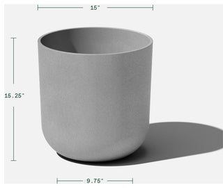 Pure Series Kona Planter, Grey, 15 Inches, 1 Pack