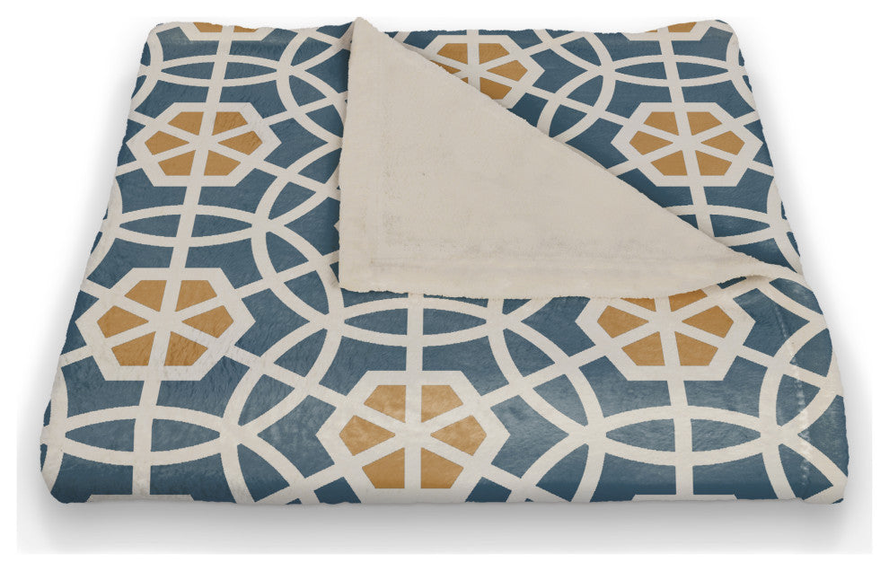 Blue and Yellow Circle Hex 50x60 Coral Fleece Blanket