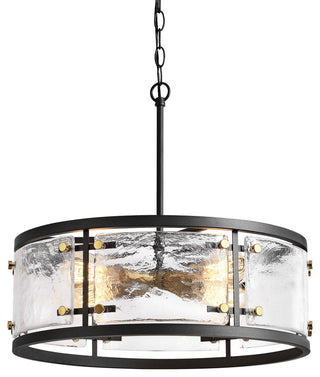 Iris Black 5-light Water Textured Glass Drum Pendant Chandelier