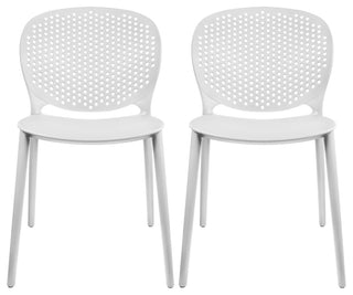 Stackable Plastic Armless Side Dining Chairs Fully Assembled Set of 2, White