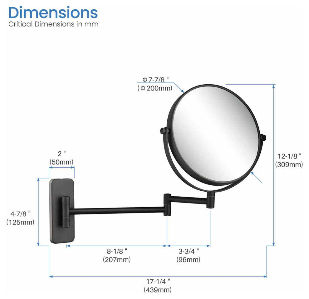 Circular Magnifying Makeup/shaving Mirror, Matte Black