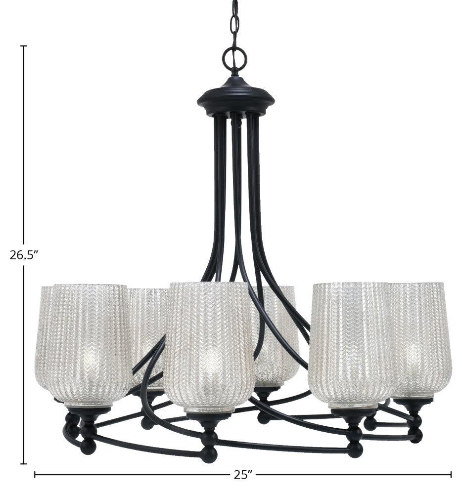 Capri 8-Light Chandelier, Matte Black/Silver Textured