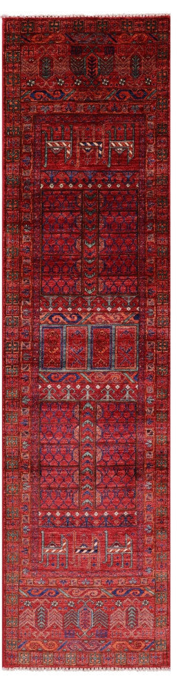 Runner Hand-Knotted Fine Turkmen Ersari Wool Rug 2' 8" X 10' 4" Q10885