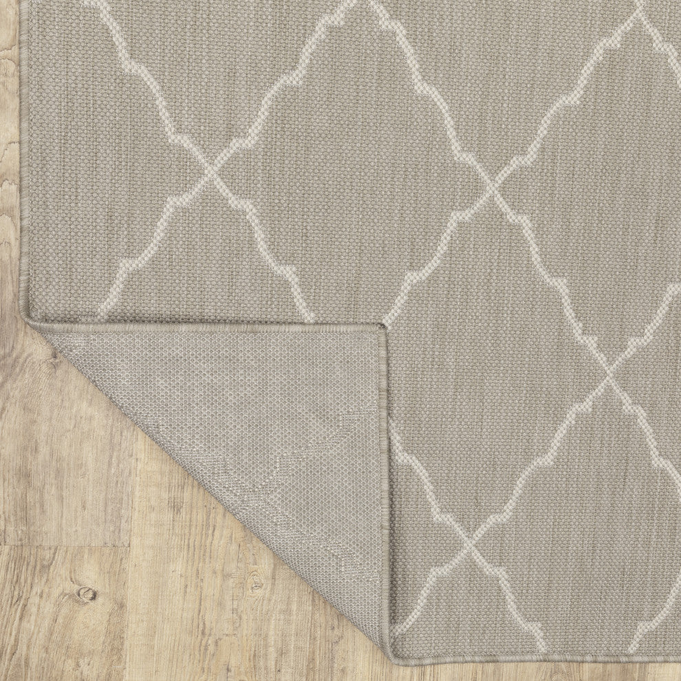 Parlan Lattice Indoor-Outdoor Area Rug, Gray, 9'10"x12'10"