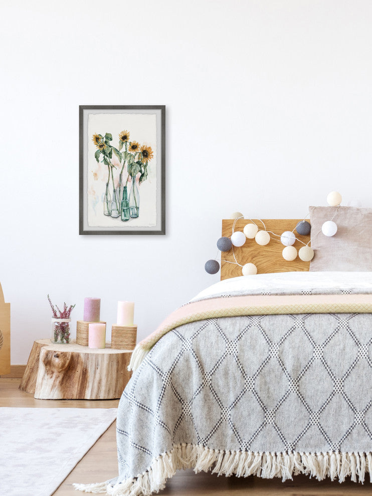 "Sunflower and Wilted Leaves II" Framed Painting Print