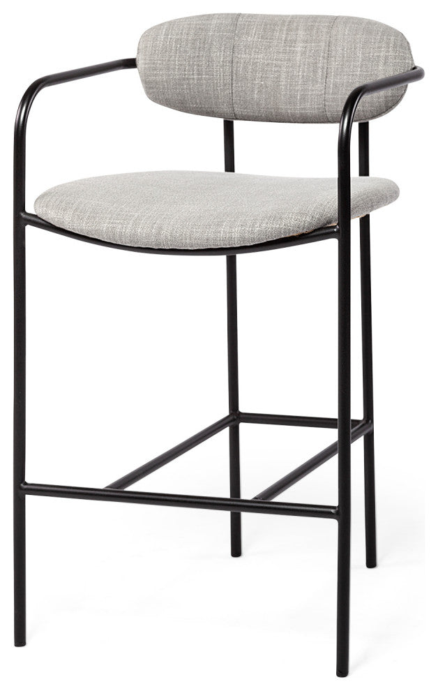 Parker Gray Fabric Seat Black Metal Counter Stool