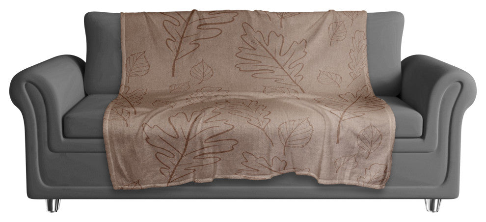 Dusty Rose Large Leaf Pattern 50x60 Coral Fleece Blanket