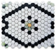 Thassos White Marble Hexagon Historic Snowflake Mosaic Tile Green, 1 sheet