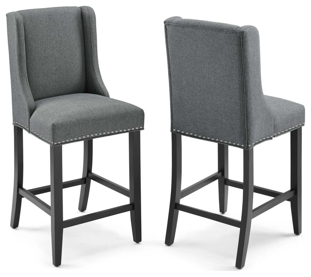 Baron Counter Stool Upholstered Fabric Set of 2 - Gray