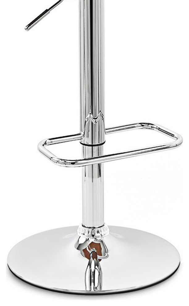 Black Faux Leather Walnut and Chrome Adjustable Swivel Bar Stool