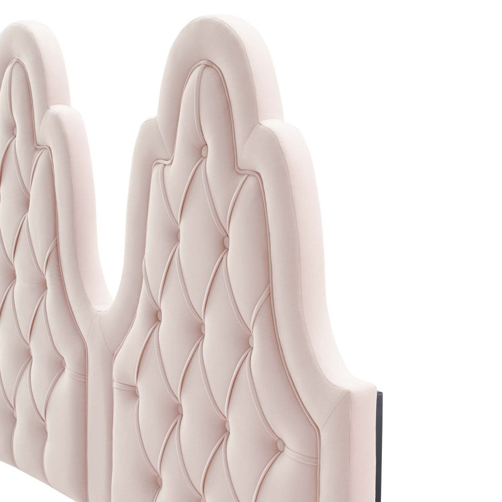 Tufted Headboard, Twin Size, Velvet, Pink, Modern Contemporary, Bedroom Master