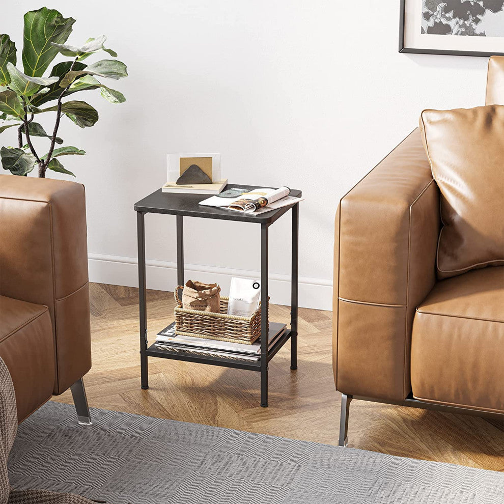 2-Tier Small Side Table with Shelf, Sofa Table for Living Room