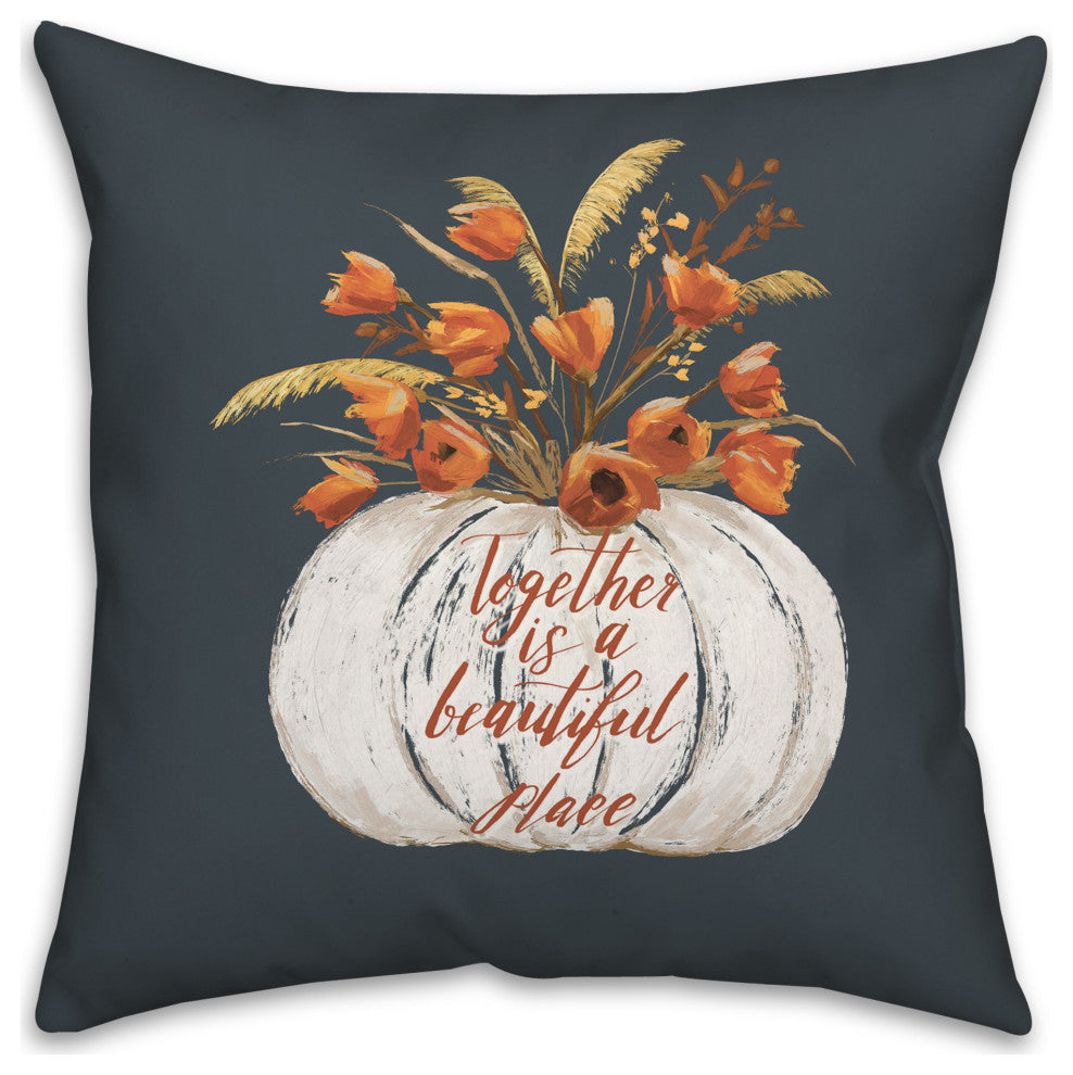 Painted Pumpkin Floral 16x16 Spun Poly Pillow