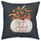 Painted Pumpkin Floral 16x16 Spun Poly Pillow