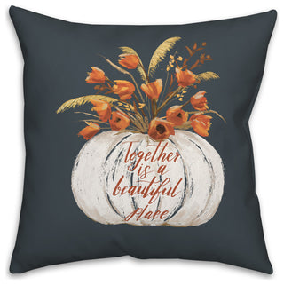 Painted Pumpkin Floral 16x16 Spun Poly Pillow