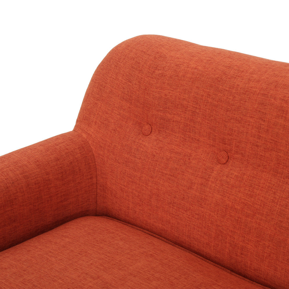 GDF Studio Mia Mid Century Modern Fabric Loveseat, Muted Orange