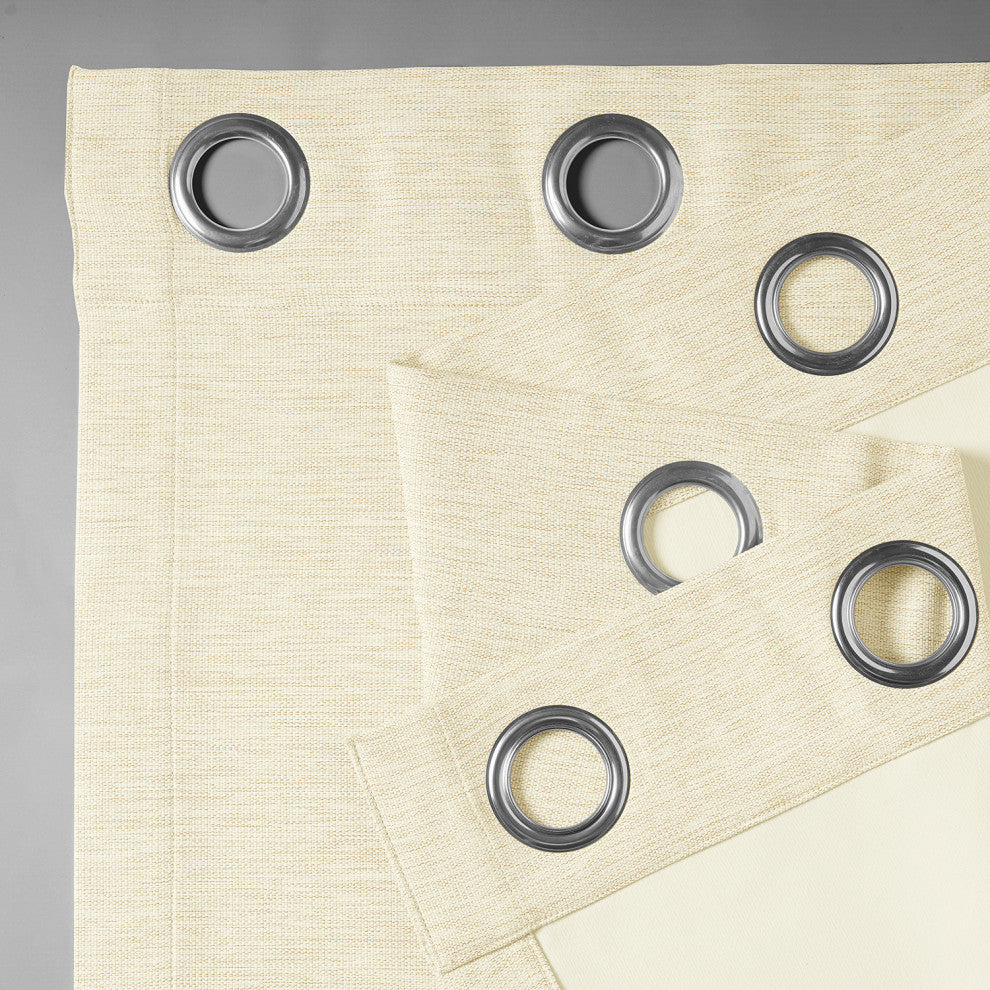 Oat Cream Bellino Grommet Blackout Room Darkening Curtain Single Panel, 50"x108"