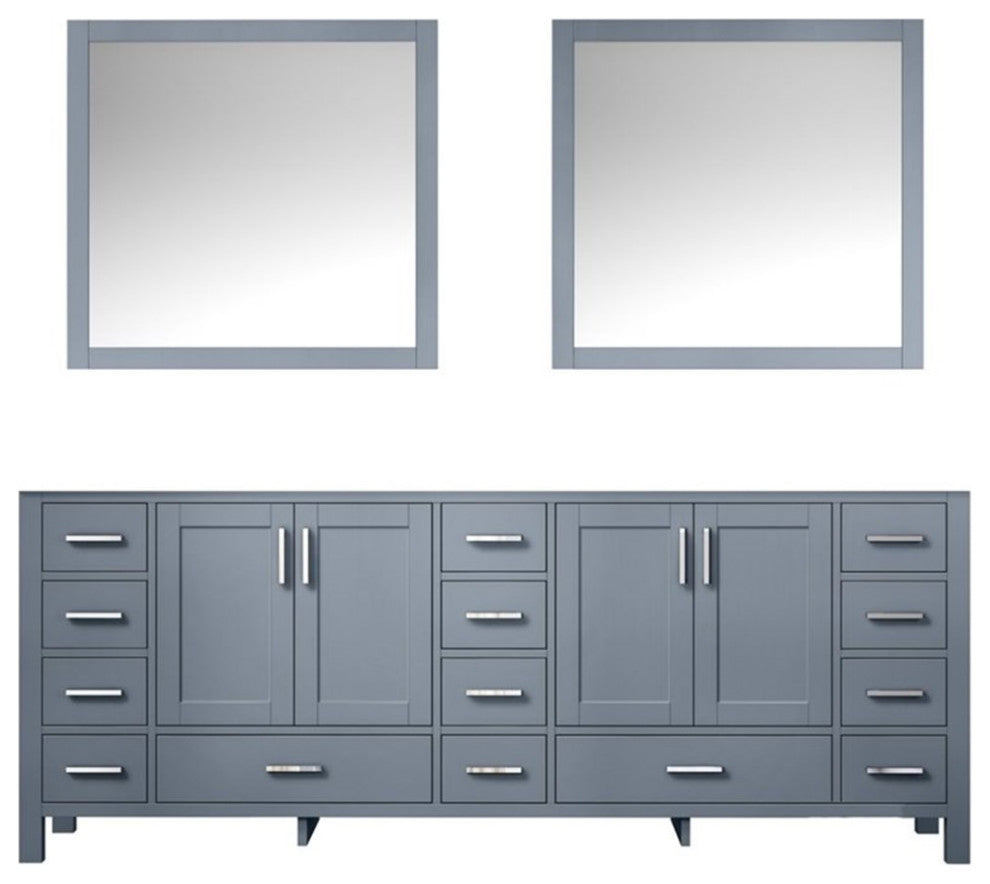 Lexora Home Jacques 84" Double Vanity with Mirrors in Distressed Gray