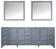 Lexora Home Jacques 84" Double Vanity with Mirrors in Distressed Gray