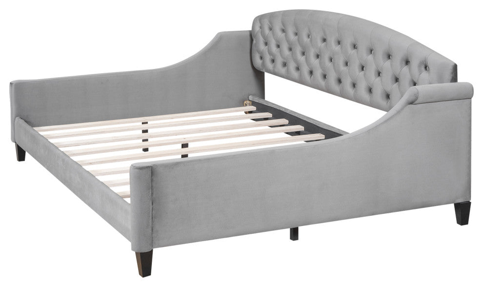 Gewnee Modern Luxury Tufted Button Daybed,Full in Gray